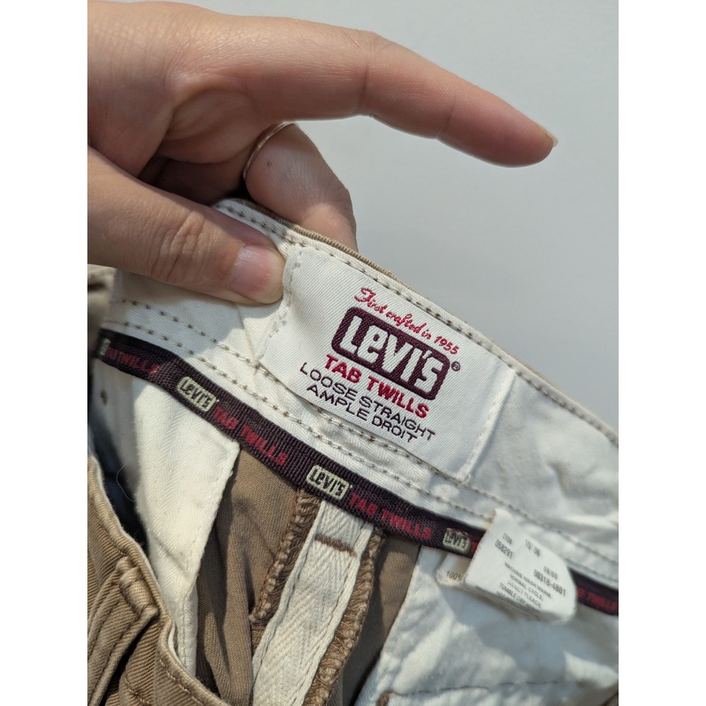 VTG Levi's Tab Twills Chino Pants Mens 30 x 30 Beige Khaki Loose Straight Cotton - Picture 10 of 11